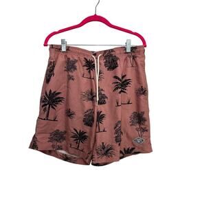 Pac Sun Men’s Pink Hawaiian Trees Tropical Swim Shorts Size Medium
